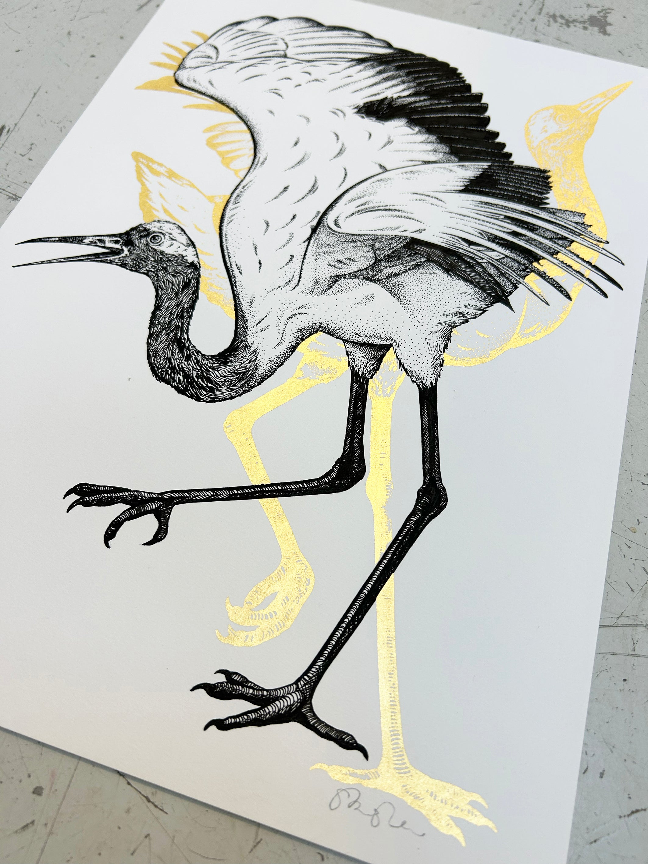 WHOOPING CRANE - ORIGINAL DRAWING – Gung Ho London