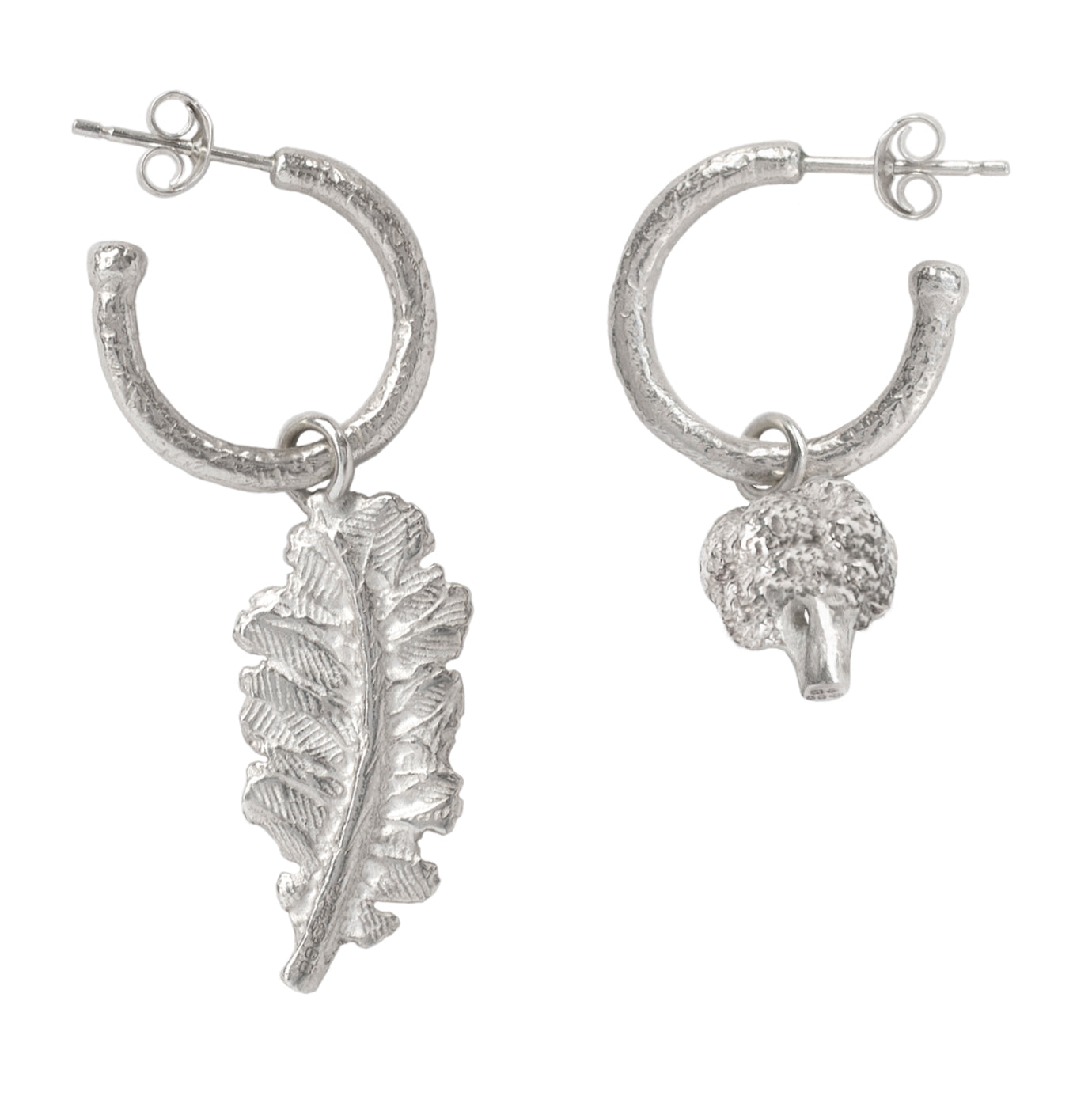 Protein Charm Hoops in Silver